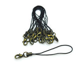 4, 20 or 50 Pieces: Black and Bronze Cell Phone Lanyard Wrist Straps