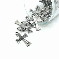 4, 20 or 50 Pieces: Cross Pendant Charms with Diamond Rhinestones