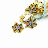 4, 20 or 50 Pieces: Gold Toned Rhinestone Snowflake Charms