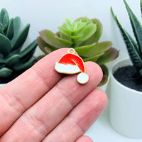 4, 20 or 50 Pieces: Red and White Enamel Santa Hat Christmas Charms
