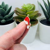 4, 20 or 50 Pieces: Red and White Enamel Santa Hat Christmas Charms