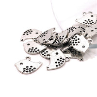 4, 20 or 50 Pieces: Small Antiqued Silver Bird Charms