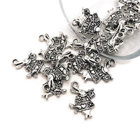 Silver White Rabbit Alice in Wonderland Charms, 20x15mm