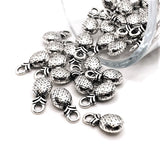 4, 20 or 50 Pieces: Tiny Antiqued Silver Pineapple Charms - Double Sided