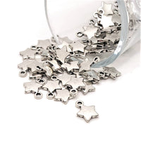 4, 20 or 50 Pieces: Small Silver Star Charms