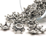 4, 20 or 50 Pieces: Silver 3D Crown Charms, Bead Caps