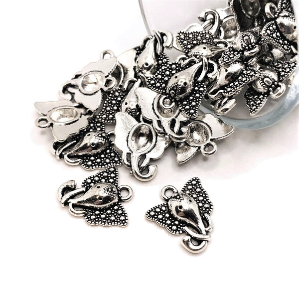 4, 20 or 50 Pieces: Antique Silver Tibetan Elephant Head Charms