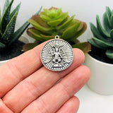 1, 4, 20 or 50 Pieces: Antique Silver Round Baphomet Coin Pendant