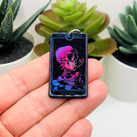 1, 4 or 20 Pieces: The Fool Black and Pink Tarot Card Charms - Double Sided
