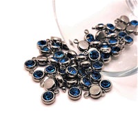 4, 20 or 50 Pieces: Stainless Steel, Blue Sapphire September Birthstone Rhinestone Charms