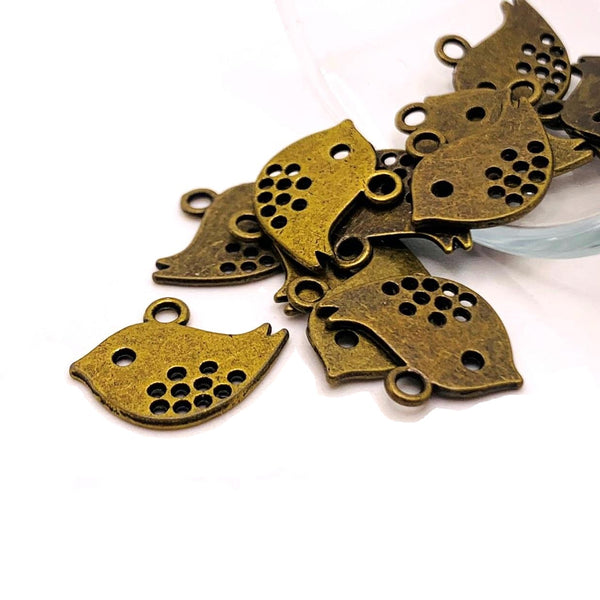4, 20 or 50 Pieces: Small Bronze Bird Charms