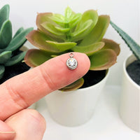 4, 20 or 50 Pieces: 201 Stainless Steel, Clear Diamond April Birthstone Rhinestone Charms