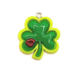 St. Patrick's Day Green Resin Four-Leaf Clover, Kiss me I'm Irish, 27x27mm