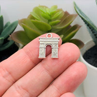 4, 20 or 50 Pieces: Antiqued Silver Arch of Triump, Arc de Triomphe Charms - Double Sided