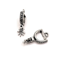 4, 20 or 50 Pieces: Silver Cowboy Spur 3D Charms