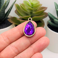4, 20 or 50 Pieces: Purple and Gold Acrylic Teardrop Charms