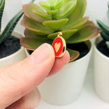 1, 4, 20 or 50 Pieces: Red and Gold Round Heart Charms - Double Sided