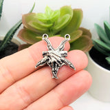 1, 4, 20 or 50 Pieces: Antique Silver Silver Demon Hand Pentagram Connector