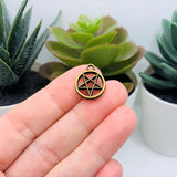4, 20 or 50 Pieces: Small Bronze Pentagram Charms, Double Sided