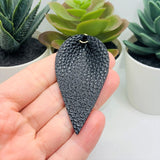 Black Imitation Leather Leaf Pendants, 63x32mm