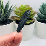 Black Imitation Leather Leaf Pendants, 63x32mm
