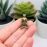 4 or 20 Pieces: Bronze Skull and Crossbones Bead Diffuser Lockets