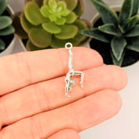 4, 20 or 50 Pieces: Antiqued Silver Gymnast Charms - Double Sided