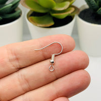 100 or 500 Pieces: Bright Silver Plated Fish Hook Earring Wires with Spring and Ball