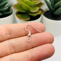 100 or 500 Pieces: Bright Silver Plated Fish Hook Earring Wires with Spring and Ball