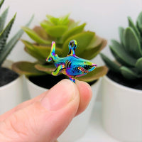 1, 4, 20 or 50 Pieces: Rainbow Titanium Oil Slick Shark Charms