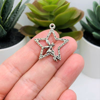 4, 20 or 50 Pieces: Silver Fairy on Star Charms