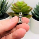 4, 20 or 50 Pieces: Silver Lighthouse 3D Nautical Charms