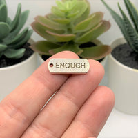 4, 20 or 50 Pieces: Silver Enough Word Bar Tag Charms