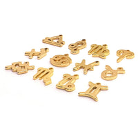 12 or 60 Pieces: Gold 304 Stainless Steel Zodiac Sign Charms