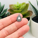 Silver Tribal Boho Ethnic Waterdrop Charms, 10x17mm
