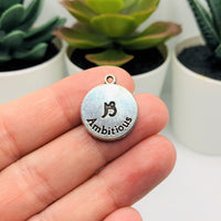 Silver Capricorn Zodiac/Astrology Coin Charms, 17x20mm