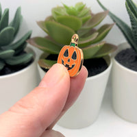 4, 20 or 50 Pieces: Orange and Black Enamel Jack O Lantern Pumpkin Charms
