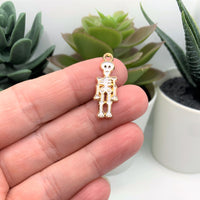 4, 20 or 50 Pieces: White Enamel Halloween Skeleton Charms