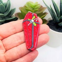 1, 4 or 20 Pieces: Red Creepy Christmas Coffin Charms - Double Sided