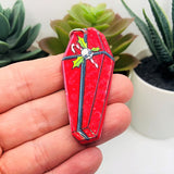 1, 4 or 20 Pieces: Red Creepy Christmas Coffin Charms - Double Sided