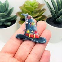 1, 4 or 20 Pieces: Creepy Christmas Witch Wizard Hat Charms - Double Sided