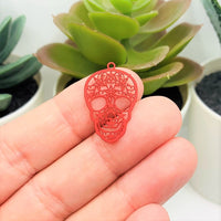 1, 4, 20 or 50 Pieces: Red Sugar Skull Day of the Dead Dia De Los Muertos Skeleton Charms