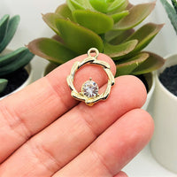 1, 4, 20 or 50 Pieces: Gold Toned Round Pendant with Rhinestone Charms