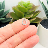 Small Stainless Steel Teardrop Accent Charms, 7x10mm