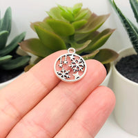 1, 4, 20 or 50 Pieces: Silver Christmas Ornament Charms - Double Sided