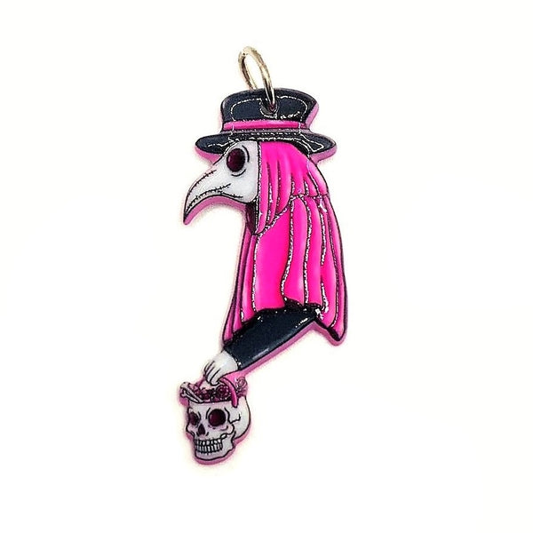 1, 4 or 20 Pieces: Hecate with Raven Witchy Halloween Charms - Double Sided