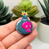 1, 4 or 20 Pieces: Pink Skull Bomb Charms - Double Sided
