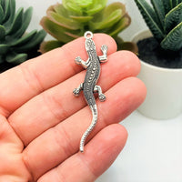 Large Lizard Pendant Charms, 56x15mm