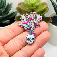 1, 4 or 20 Pieces: Creepy Fall Skull Tree Halloween Charms - Double Sided