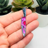 1, 4 or 20 Pieces: Black and Pink Knife with Skull Face Halloween Charms - Double Sided